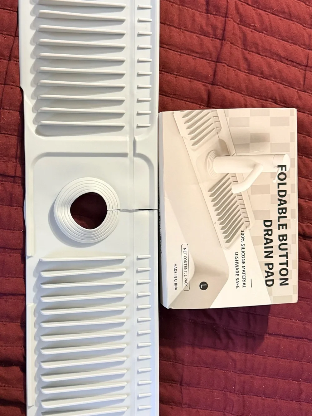 Foldable Button Drain Pad Silicone Sink Rack - White